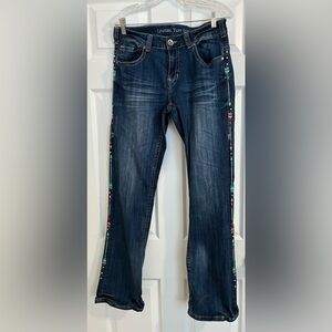 Cowgirl Tuff Dark Blue Boot Cut Jeans with Embroidery